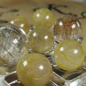 Golden Rutile Quartz Sphere, Golden Rutile Crystal, Rutile Quartz Gem, Rutilated Quartz, Quartz Rutile Sphere, Manifesting Crystal