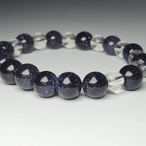 Blue Sandstone and Quartz bracelet, Sandstone and Clear Quartz Gemstone bracelet, Crystal Bracelet, Uplifting Stone, Blue Sandstone