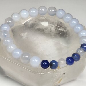 Blue Chalcedony Bracelet, Chalcedony Gemstone Bracelet, Blue Lace Agate Bracelet, Balance Crystal Bracelet, Blue Chalcedony Crystal Bracelet