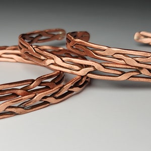Natural Copper braided adjustable Bracelet, Copper bracelet Polished & Clear Coated