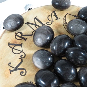 Silver Sheen Obsidian Palmstone, Sheen Obsidian Palm Stone, Third Eye Chakra, Meditation Crystal, Clear and Purify, Obsidian palm