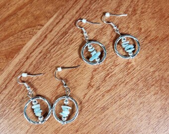 Larimar Chip Gemstone Earrings, Larimar Earrings, Gemstone Earrings