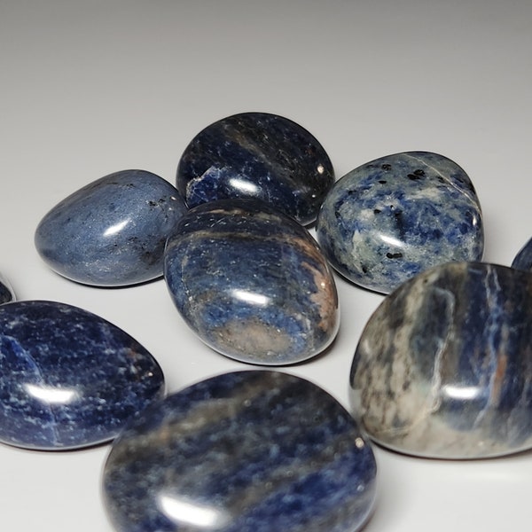 Sodalite Tumbles. Cobalt Blue Sodalite Small Palmstone, Sodalite Gemstone Crystal big tumbles, Sodalite Healing, Chakra Crystal Tumble