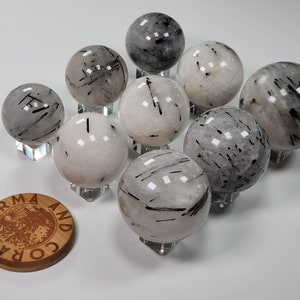 Tourmaline Quartz sphere, Healing Crystal, Negativity, Protection Crystal, Rutiles, Black Tourmaline, Tourmaline in Quartz, Crystal Sphere