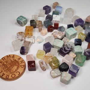Mystery Scoop of Bruised Gemstone Cubes, Mystery Scoop Stones with minor defect, Discounted Crystal Cubes, Minor Defect Crystal Tumble Cubes