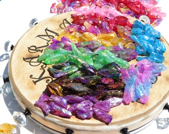 Aura Quartz points, aura chips, Raw Quartz Aura, Aura Points, Raw Aura, Aqua aura, Titanium Aura Quartz pieces, Rainbow Aura Gemstone, (1)
