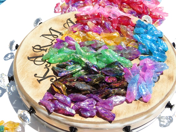 Iridescent Aura Quartz Points, Raw Titanium Coated Crystals
