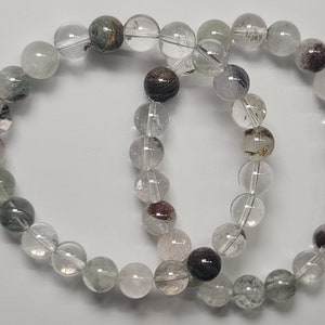 Brazilian Ghost Phantom Quartz Bracelet, Phantom Quartz Gem Bracelet, Growth Stone, Strength Bracelet, Self-Healing Bracelet, Green chlorite