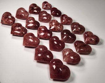 Strawberry Quartz hearts, Red Strawberry Quartz Hearts, Heart palm stones, Strawberry Heart, Strawberry Quartz Crystal Heart