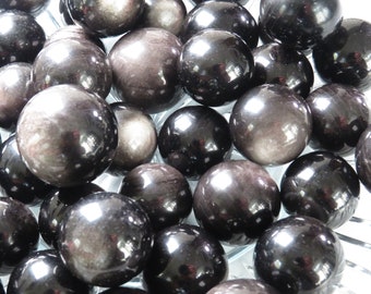 Silber Obsidian Sphäre, Obsidian Sphäre, Drittes Auge Chakra, Reflektierender Kristall, Silber Obsidian Sphäre, Obsidian Sphäre
