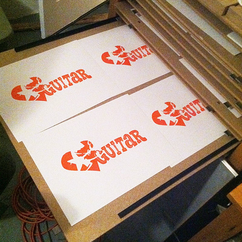 Electric Guitar Art Print 2 Color Screen Print Guitar | Etsy