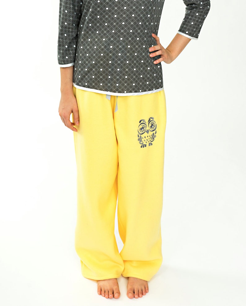 Pajama Pants Yellow Fleece Women's Loungwear Separates Etsy