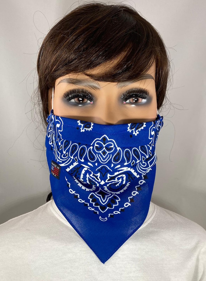Made in USA BANDANA Face Mask Triple Layered Adult Outer Etsy