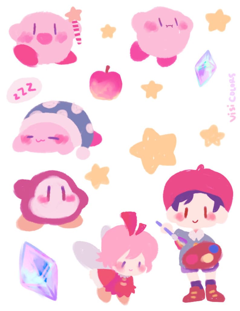 Kirby Sticker Sheet Free Shipping Etsy