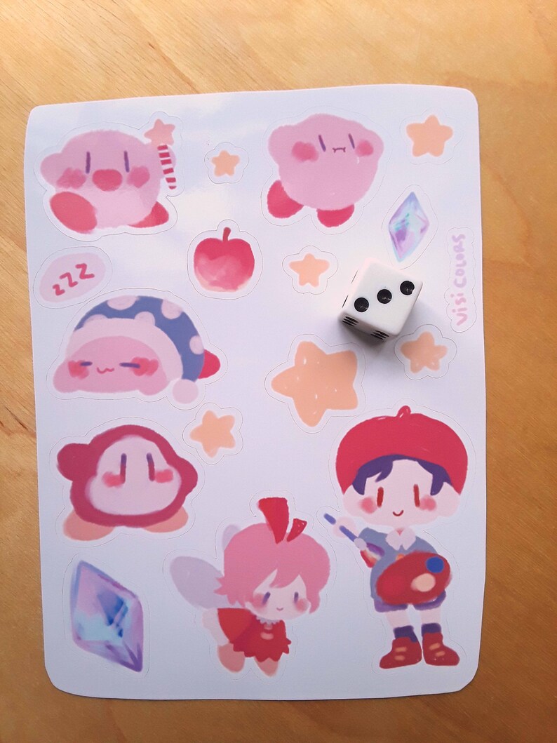 Kirby Sticker Sheet Free Shipping Etsy