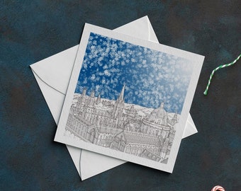 Kartka świąteczna z motywem architektury Oxfordu – Dreaming Spires – kartki świąteczne z ręcznie rysowaną ilustracją