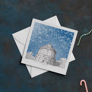 Oxford Architecture Christmas Card - Radcliffe Camera - Tarjetas de felicitación navideñas con ilustración dibujada a mano