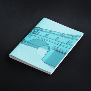 Bath UK Pulteney Bridge Pocket Notebook - Blue A6 Recycled Blank Notebook Journal - UK Architecture Gift