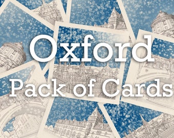 Zestaw świątecznych kartek Oxford Architecture - świąteczne kartki z ręcznie rysowanymi ilustracjami