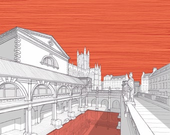 The Roman Baths - Limited Edition Art Print - Bath UK