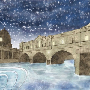 Pulteney Bridge, UK Art Print- Bath City Architecture Artwork