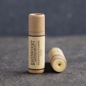 Vegan Lip Balm 'Nightingale's Rose' Scented with Rose. Plastic Free, Compostable, Recyclable, Zero Waste Vegan Lip Balm 14 g