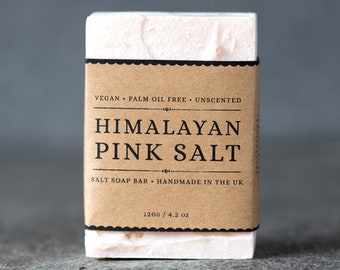 Savon au sel rose de l'Himalaya | Savon végétalien non parfumé fait à la main