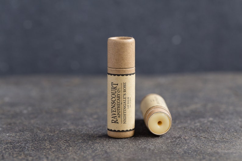 Vegan Lip Balm 'Nightingale's Rose' Scented with Rose. Plastic Free, Compostable, Recyclable, Zero Waste Vegan Lip Balm image 3