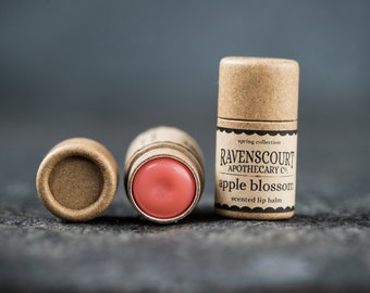 Vegan Lip Balm 'Apple Blossom' - Plastic Free, Compostable, Recyclable, Biodegradable Vegan Lip Balm