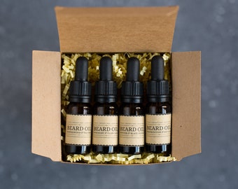 Beard Oil Gift Set - Vegan Cruelty Free Beard Grooming and Care. Glass Bottles, Plastic Free Shipping And Packaging.