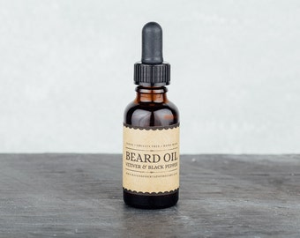 Beard Oil - Vetiver and Black Pepper. Beard Conditioner. Beard Grooming and Care.