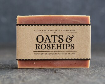 Oats and Rosehips Soap. Unscented Vegan Soap for Face