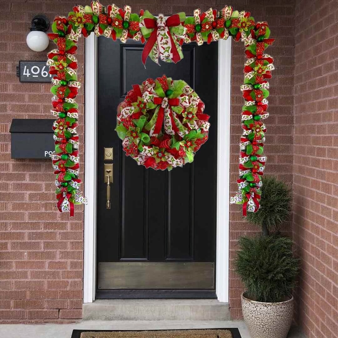 Grinch Wreath & Christmas Garland Holiday Home Decor Etsy