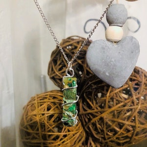 Green Jasper Necklace Wire-wrapped Necklace for Women Gift Green Stone Lover Gift for Mothers Day Gift Birthday Jewelry Gift for Her