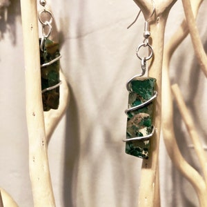 Green Jasper Artisan Wire-wrapped Earrings
