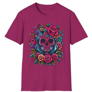 Colorful Day of the Dead Unisex T-Shirt, Dia de los Muertos Shirt, Mexican Fiesta Tee Sugar Skull Top Gift Skeleton Skull Shirt