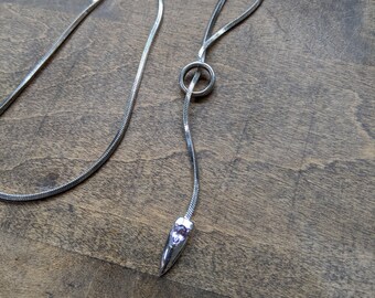 Long Y silver necklace with pale amethyst