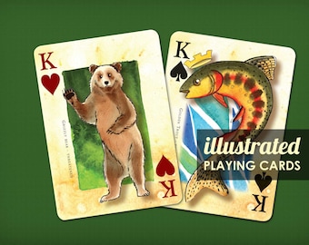 TWO DECKS Mountain Mammals Poker Deck AND Fly Fishing playing cards