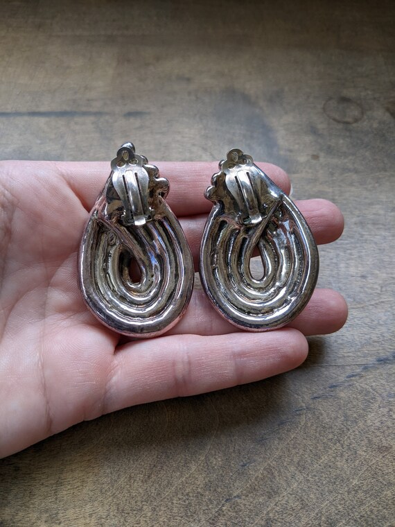 Large Geometric 1980s sterling silver earrings - image 2