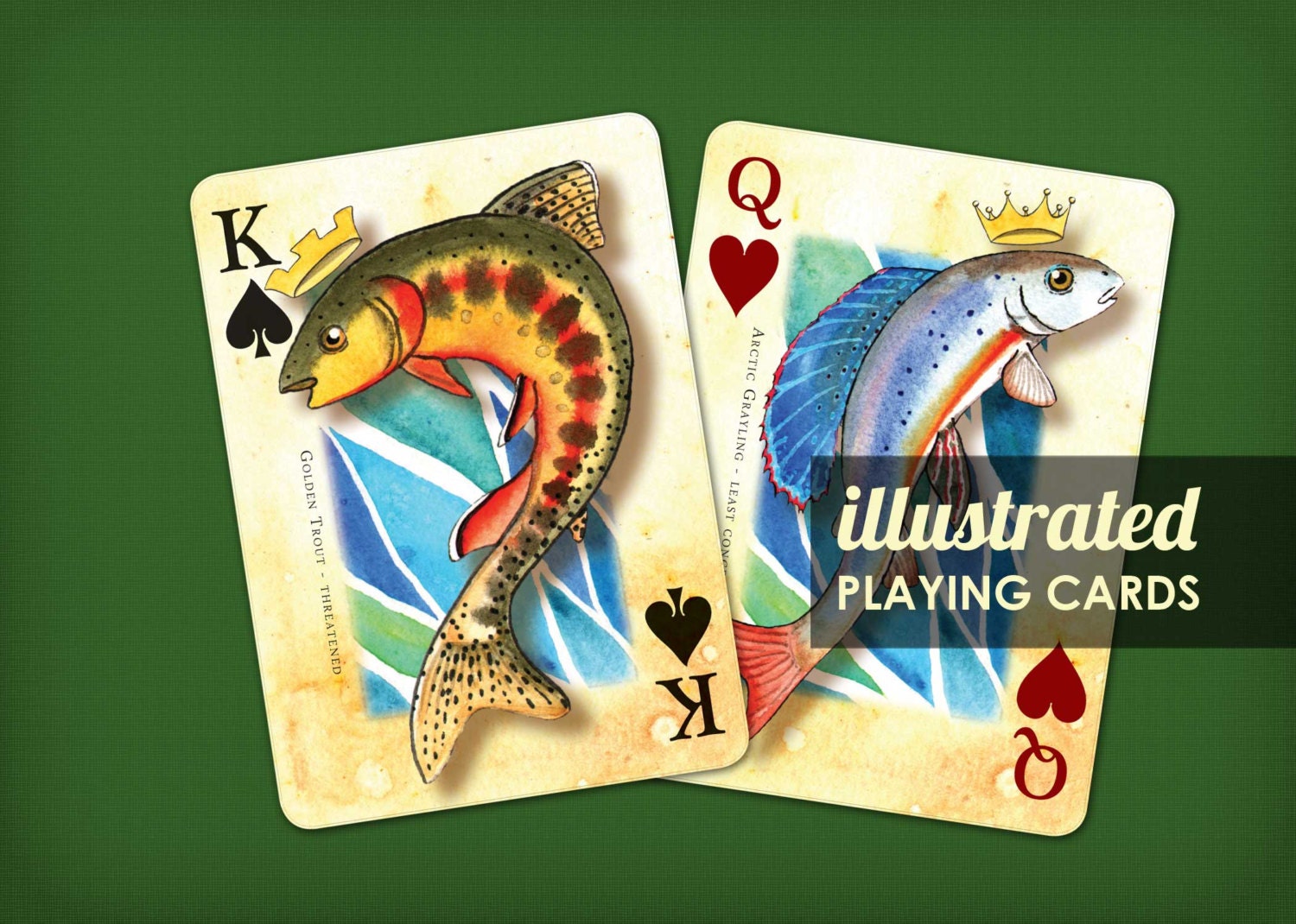 Fish Playing Cards Fly Fishing Poker Deck Illustrated Trout Etsy