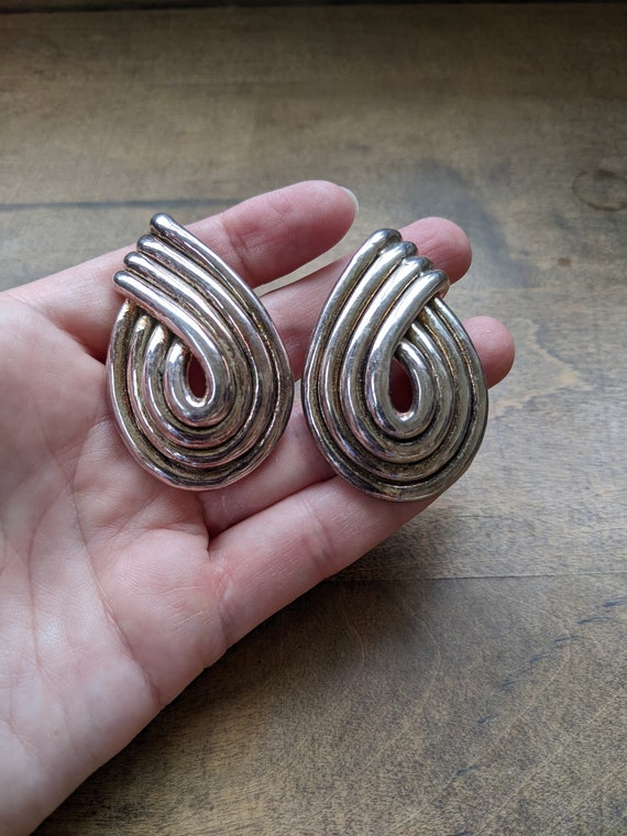 Large Geometric 1980s sterling silver earrings