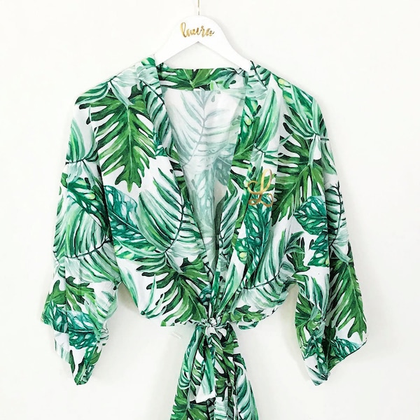 Palm Leaf Robe - Tropical Robes for Bridesmaids - Beach Bachelorette Robes - Banana Leaf Robe - Pool Cover Up - Vacation Gifts (EB3267M)