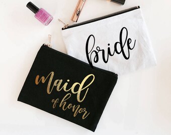 Maid of Honor Gift Bag - Maid of Honor Cosmetic Bag - Maid of Honor Makeup Bag - Matron of Honor Gift Ideas - Maid of Honor Bag (EB3222BP)