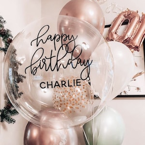 Birthday Balloon with Custom Name | Birthday Party Decor | Custom Balloon for Birthday | Clear Balloon 21st Birthday Decorations (EB3316BIR)