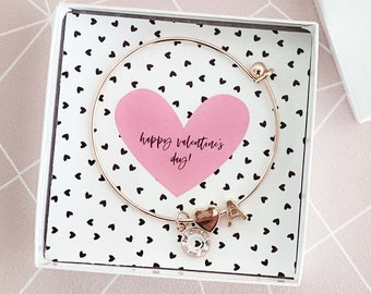 Valentine's Gift Idea Best Friend Bracelet Valentine Gift For Her Jewelry Gift Galentines Day Gifts for Friend (EB3144VAL) Monogram Bracelet