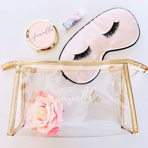 Monogram Makeup Bags Bridesmaid MakeUp Bags Personalized Cosmetic Bag Monogram Bridesmaid Gift Ideas EB3167 Gold Cosmetic Bags image 1