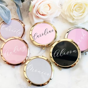 Pretty Bridesmaid Gifts Unique Bridal Shower Favors Mirror Compacts Gold Bridesmaid Mirrors Personalized Gifts for Women EB3166AD image 2