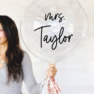 Mrs Balloons Personalized Bridal Shower Decorations Bridal Shower Balloons Bridal Shower Photo Prop Wedding Photo Prop EB3316P image 1