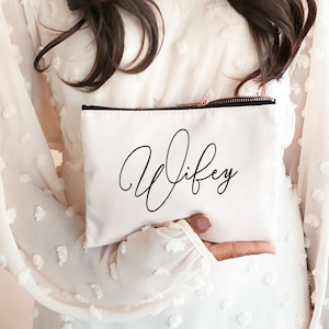 Wifey Makeup Bags Bride Makeup Bags Bride to Be Gift Ideas Bride Gift Bridal Shower Gift Honeymoon Gift for Bride EB3222NT image 1