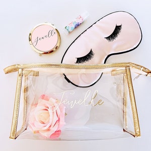Bridesmaid Make Up Bags - Monogrammed Cosmetic Bag - Personalized Makeup Bag - Unique Bridesmaid Gift Ideas (EB3167) Gold Makeup Bags